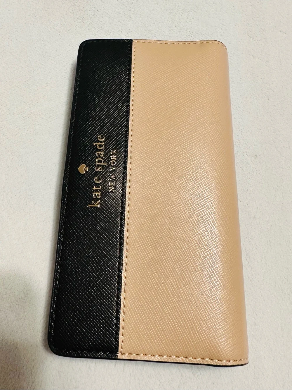 kate spade Stacy Two-Tone Black and Beige Saffiano Wallet
